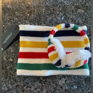NWT HBC Stripes earmuffs and snood.